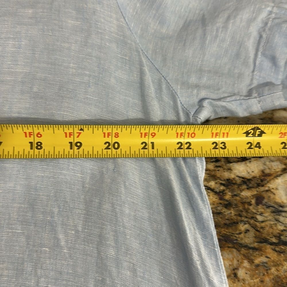 Lord & Taylor Linen Light Blue Relaxed Fit Short Sleeve Top Size XL - Picture 7 of 8